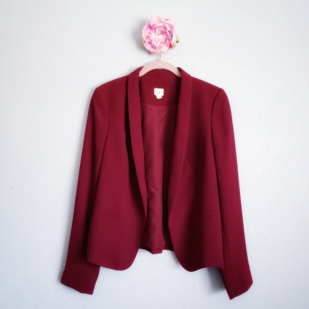 Ann Taylor Loft Maroon Open Front Career Blazer